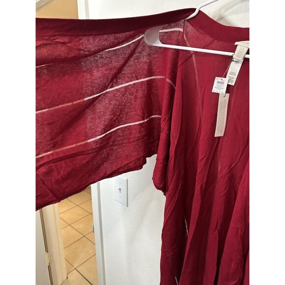 Chico’s Shadow Stripe Ruana Covering Shawl Kimono In Red One Size - Picture 2 of 7